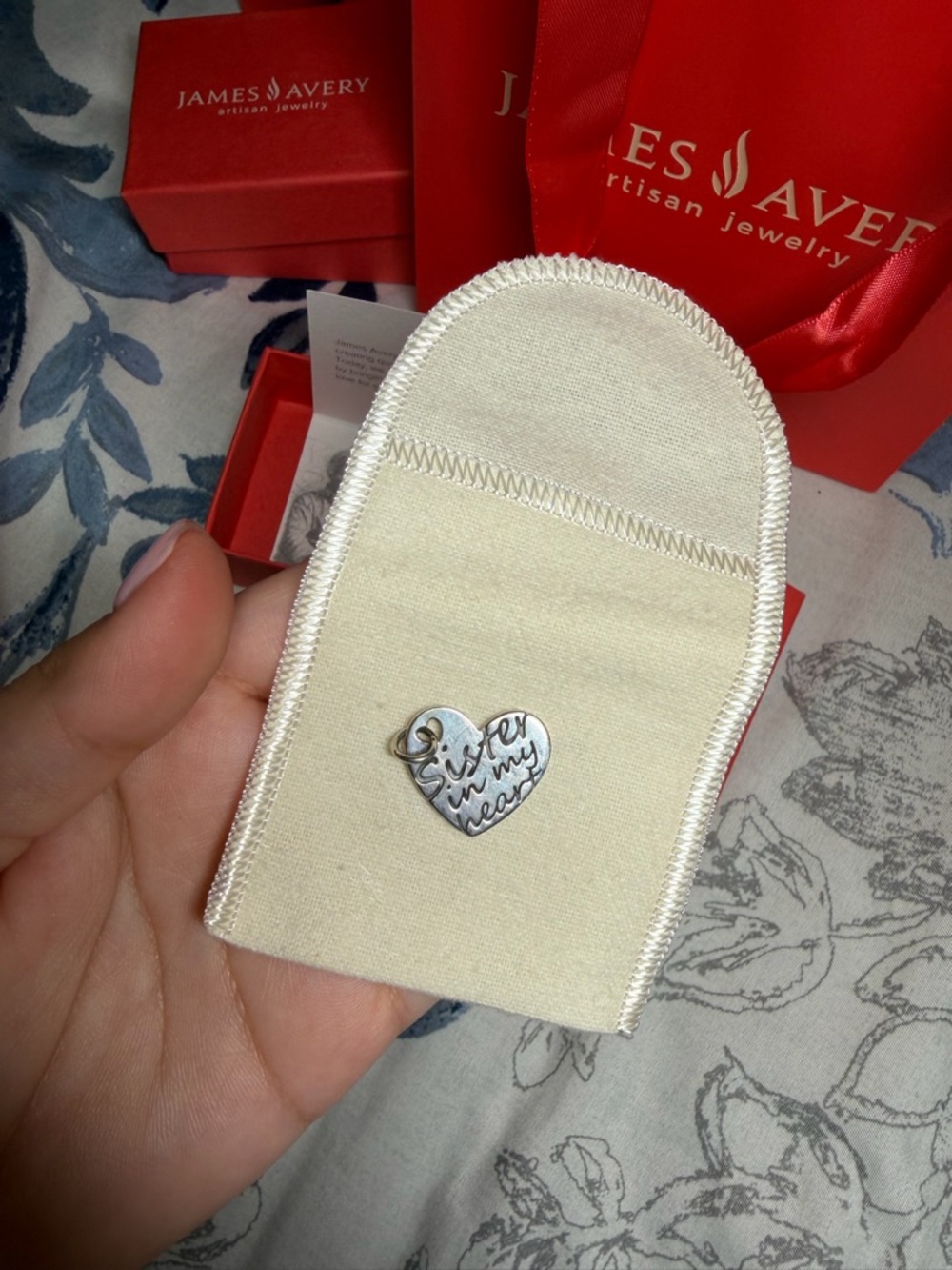 James Avery Silver Heart Charm- sister in my heart